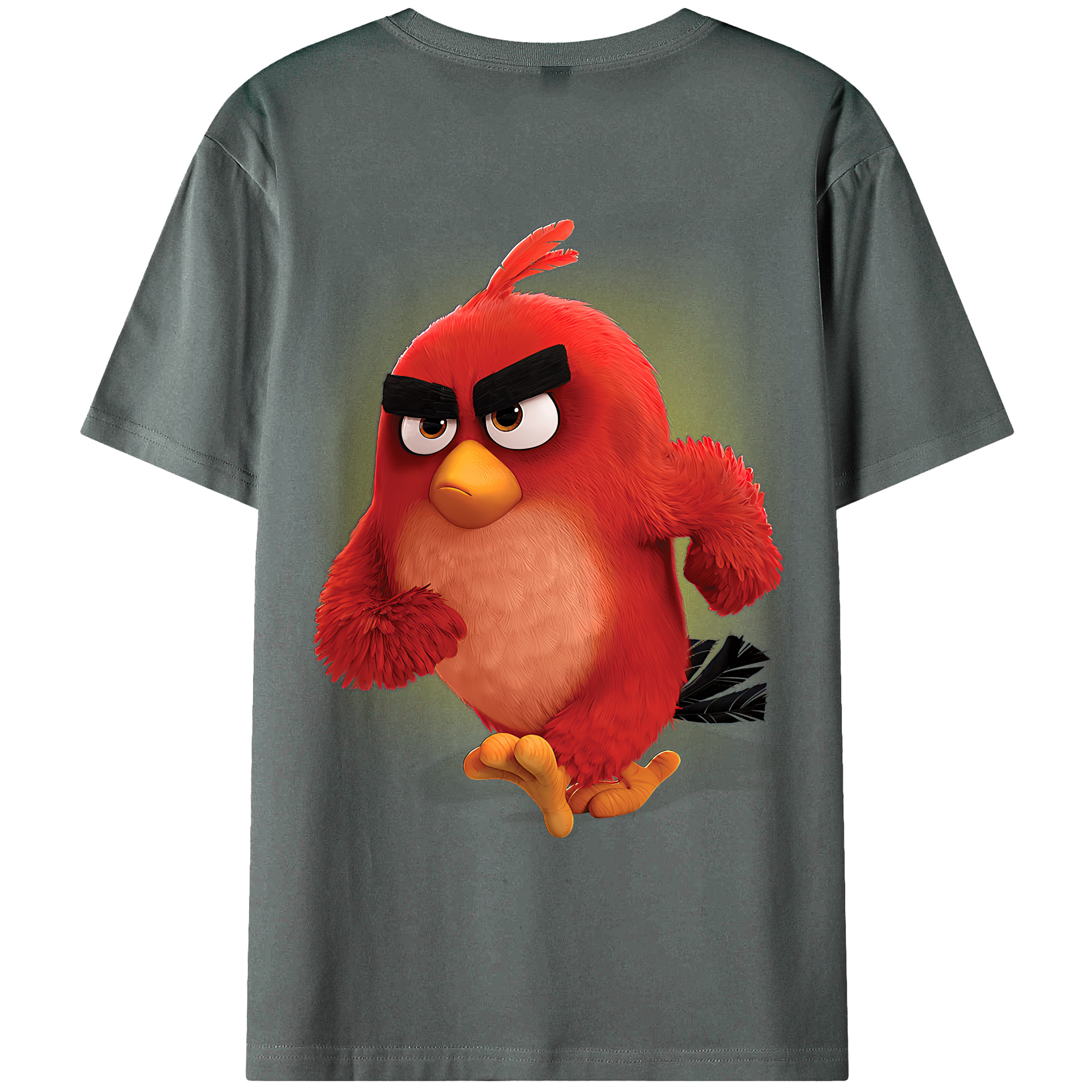 （画像用） Angry Birds アングリーバード 綿100％ メンズ半袖Tシャツ（バックプリント） 通気性